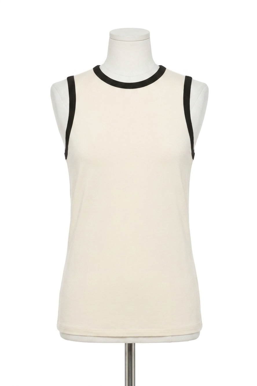 NEW FRAME ringer tank top in cream/black